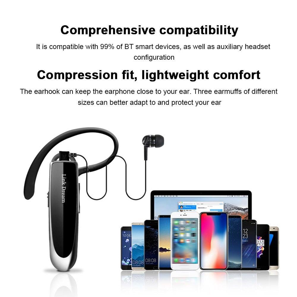 Bluetooth Earpiece V5.0 Wireless Handsfree Headset With Microphone 24 Hrs Driving Headset 30 Days Standby Time Bluetooth Music Headset Waterproof Earphone Works On All Smartphones Sport Wireless Earphones Stevvex