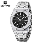 Men's Fashion Watch Luxury Men Stainless Steel Band Quartz Watch Analog Waterproof Sports Military Watches Stevvex