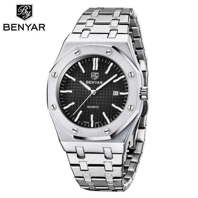 Men's Fashion Watch Luxury Men Stainless Steel Band Quartz Watch Analog Waterproof Sports Military Watches Stevvex