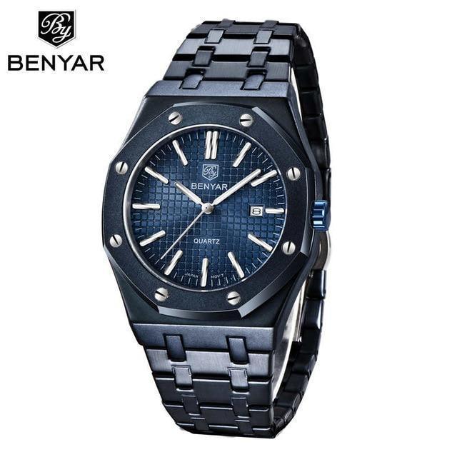 Men's Fashion Watch Luxury Men Stainless Steel Band Quartz Watch Analog Waterproof Sports Military Watches Stevvex