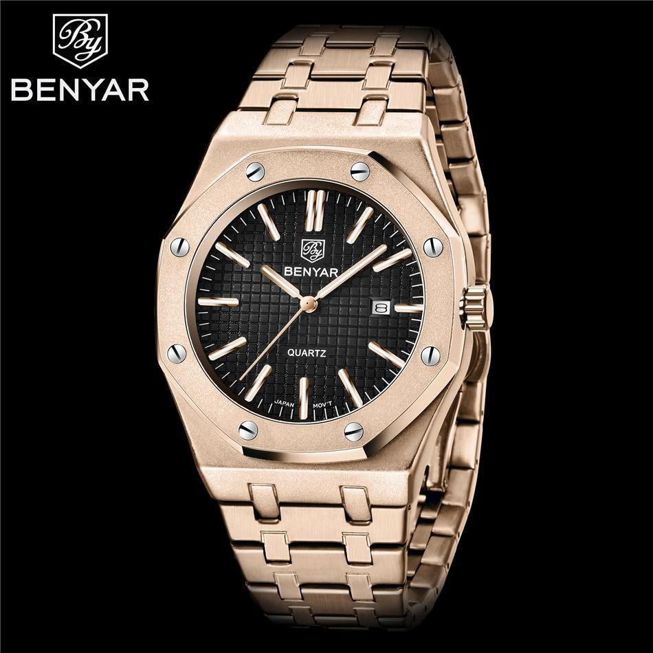 Men's Fashion Watch Luxury Men Stainless Steel Band Quartz Watch Analog Waterproof Sports Military Watches Stevvex