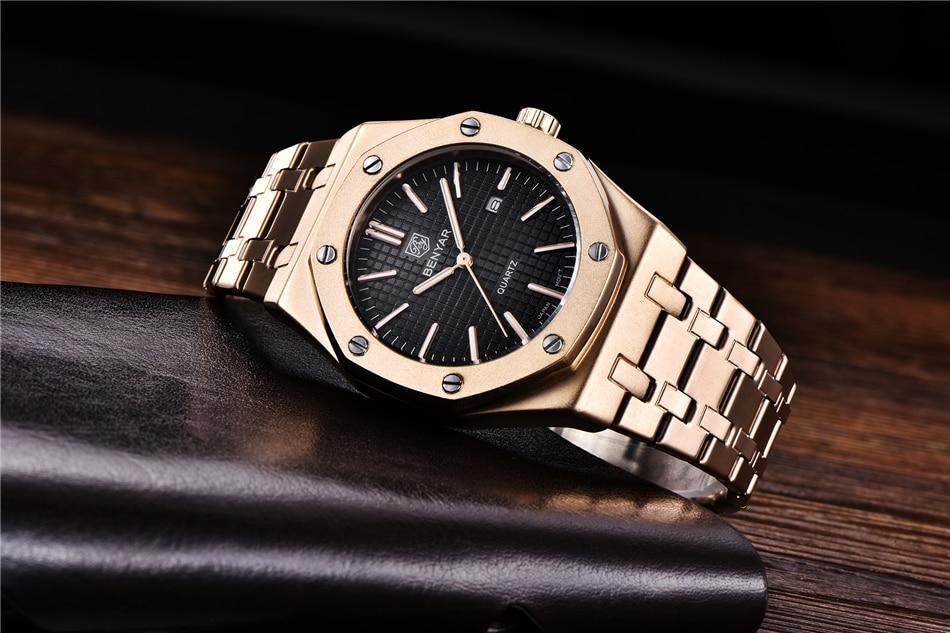 Men's Fashion Watch Luxury Men Stainless Steel Band Quartz Watch Analog Waterproof Sports Military Watches Stevvex