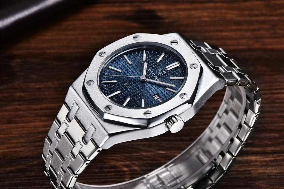Men's Fashion Watch Luxury Men Stainless Steel Band Quartz Watch Analog Waterproof Sports Military Watches Stevvex
