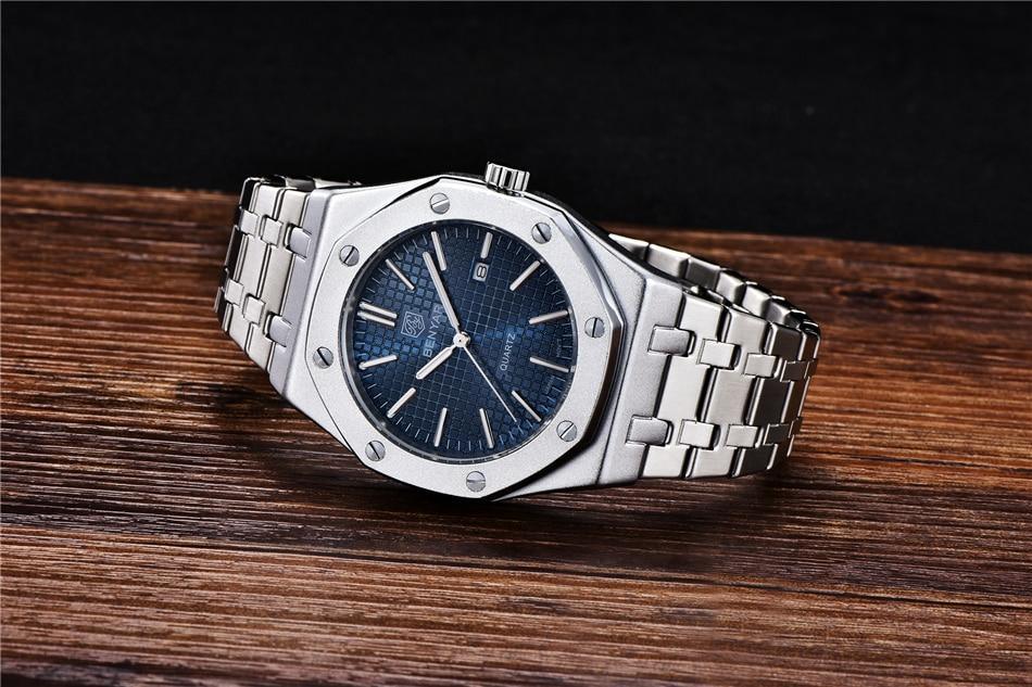 Men's Fashion Watch Luxury Men Stainless Steel Band Quartz Watch Analog Waterproof Sports Military Watches Stevvex