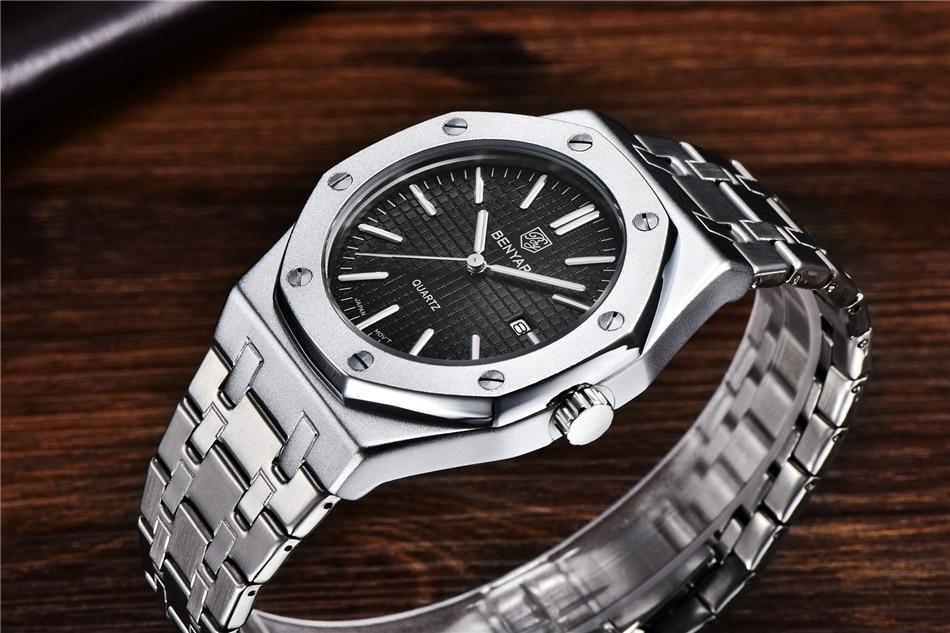 Men's Fashion Watch Luxury Men Stainless Steel Band Quartz Watch Analog Waterproof Sports Military Watches Stevvex