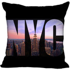 New York Pillow Cover Square Cushion Cover Christmas Zippered Pillow Case for Sofa Bed Home Decor 40*40cm,45*45cm(One Side)