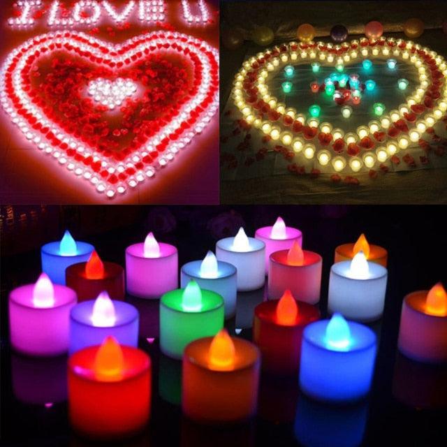 1 PC Creative LED Candle Fake Candles with Moving Flame Outdoor Flickering Flameless Electric Candle Light Multicolor Lamp Simulation Color Flame Tea Light Home Wedding Birthday Decoration Stevvex