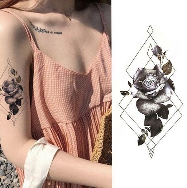 Luxury Colorful And Black Womens Tattoo Temporary Flower Waterproof Elegant Modern Tattoo For Shoulder Stevvex
