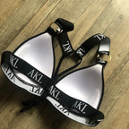 Luxury Women Bikini Set Letter Print Swimsuit Female Push Up Bandage Black Swimwear Women Bikini Set Swimming Bathing Suit Women Swimsuit Bikini Set Letter Print Swimwear Bathing Suit Stevvex