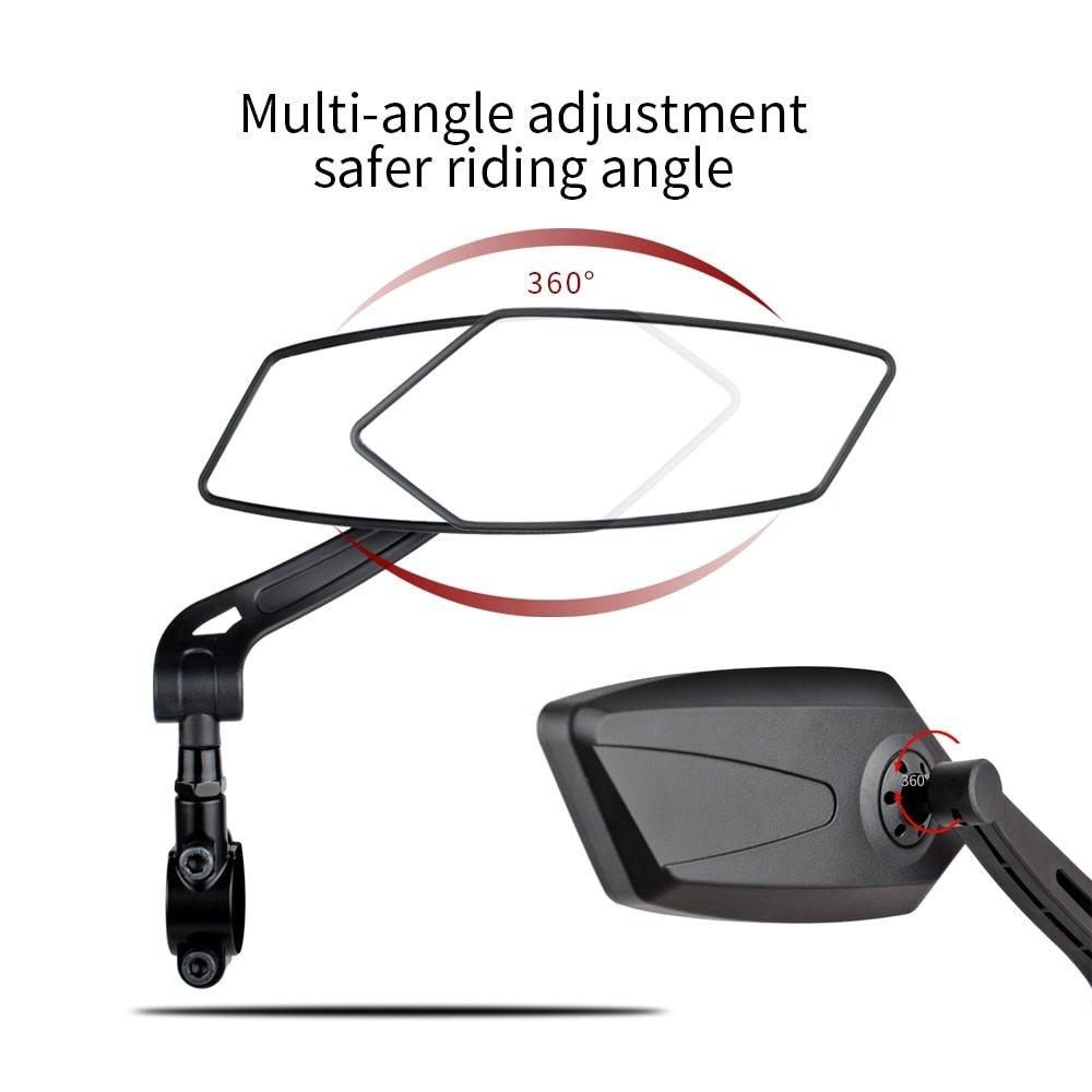 Unique 360 Degree Rotate Bike Rear View Mirror Cycling Accessories Flexible Safety Rear View Mirrors Adjustable Easy Mount Rear View Bike Mirrors Back Right Side Bicycle Mirror For Adult Bikes Stevvex