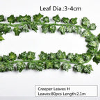 Artificial Decoration Vivid Vine Rattan Leaf Grass Grape Leaves Hanging For Wedding Home Kitchen Garden Party Decor Garland Fake Greenery Vine Leaves Hanging Green Foliage for Home Wedding Garden Wall Decoration Stevvex