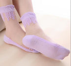 Summer Ladies Lace Embroidery Silk Transparent Glass Crystal Stretch Women Socks Breathable See Through Socks Ankle Socks For Women Stevvex