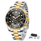 Multifunctional Mens Business Watch Luxury Military Quartz Stainless Steel Round Analog Wrist Watch For Men