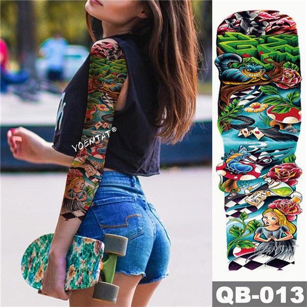 Large Tattoo Sleeve Arm Waterproof Temporary Sticker Tiger Fox For Arm Luxury Colorful Design Stevvex