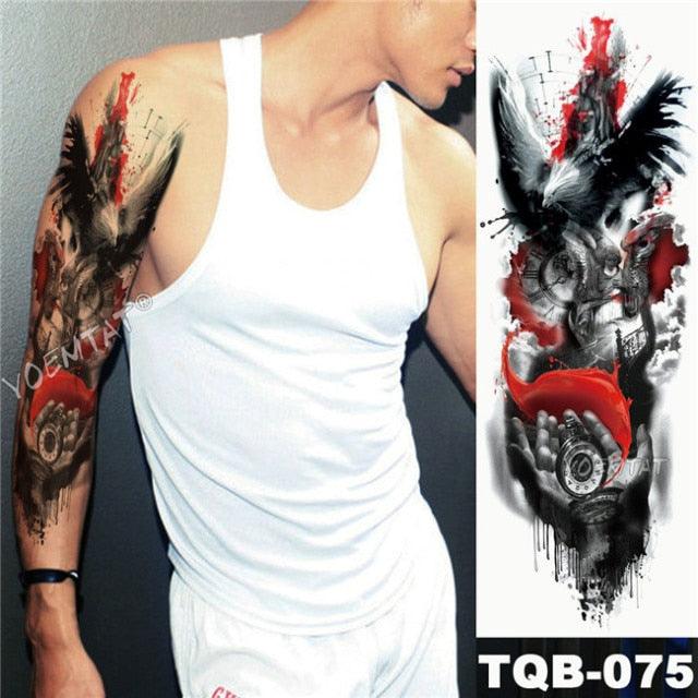 Large Tattoo Sleeve Arm Waterproof Temporary Sticker Tiger Fox For Arm Luxury Colorful Design Stevvex