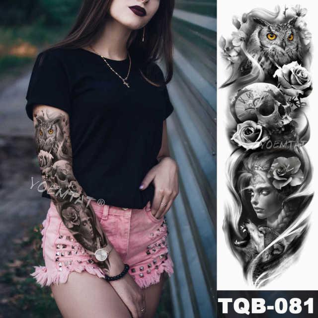 Large Tattoo Sleeve Arm Waterproof Temporary Sticker Tiger Fox For Arm Luxury Colorful Design Stevvex