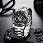 Luxury Men Watches Scratch Resistant Full Stainless Steel Strap Waterproof Sport Quartz Watch Men Fashion Date Clock Chronograph Stevvex