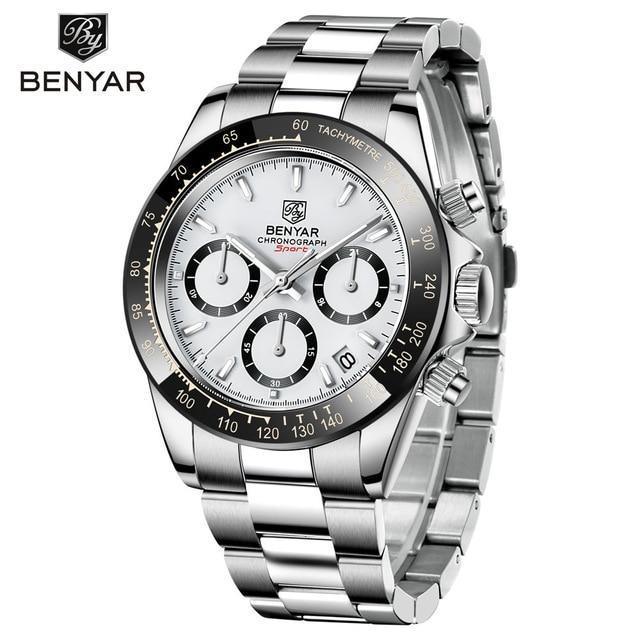 Luxury Men Watches Scratch Resistant Full Stainless Steel Strap Waterproof Sport Quartz Watch Men Fashion Date Clock Chronograph Stevvex
