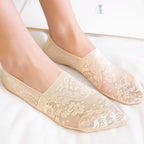 5 Pairs Fashion Women Girls Summer Socks 7 Color Style Lace Flower Short Sock Antiskid Invisible Ankle Socks For Women Stevvex