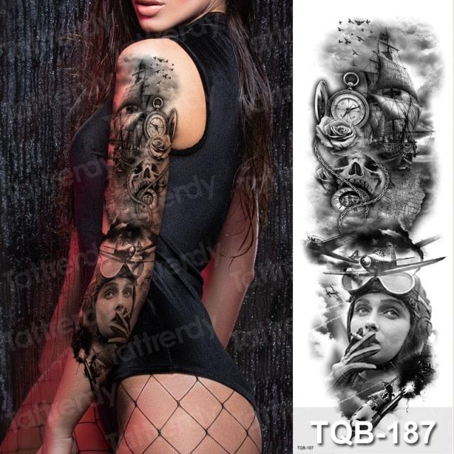 Luxury Black Temporary Tattoo Waterproof Big Lion Tattoo For Body Arm Legs Modern Large Design Stevvex