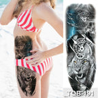 Luxury Black Temporary Tattoo Waterproof Big Lion Tattoo For Body Arm Legs Modern Large Design Stevvex