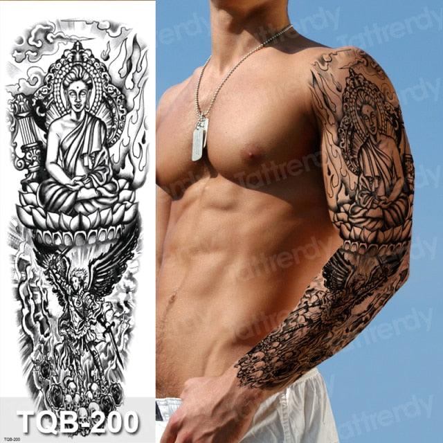 Luxury Black Temporary Tattoo Waterproof Big Lion Tattoo For Body Arm Legs Modern Large Design Stevvex