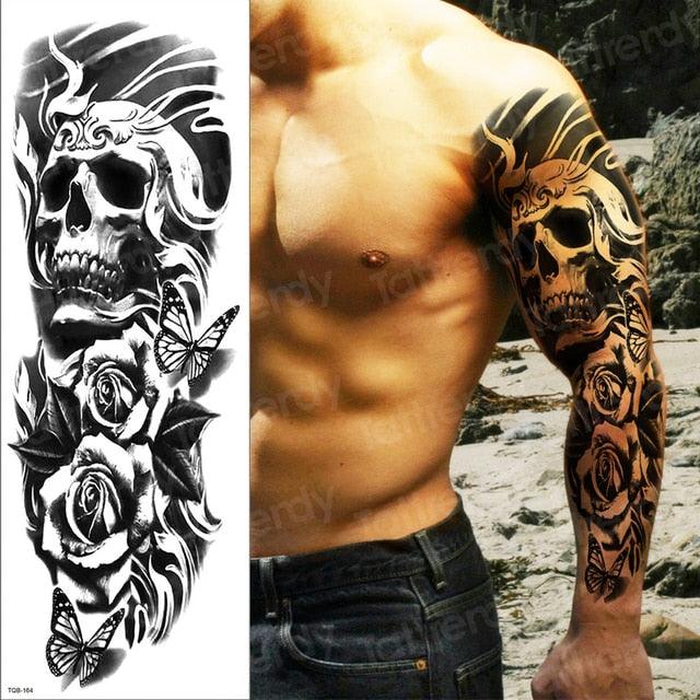 Luxury Black Temporary Tattoo Waterproof Big Lion Tattoo For Body Arm Legs Modern Large Design Stevvex