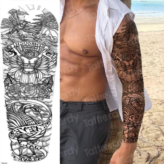 Luxury Black Temporary Tattoo Waterproof Big Lion Tattoo For Body Arm Legs Modern Large Design Stevvex
