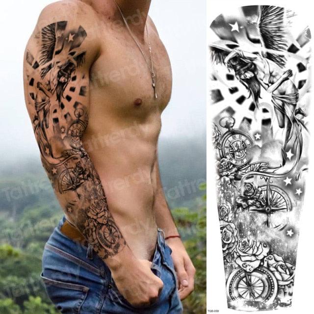 Luxury Black Temporary Tattoo Waterproof Big Lion Tattoo For Body Arm Legs Modern Large Design Stevvex