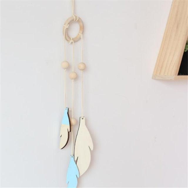 Dream Catchers with Golden Shining Lace & Bells Nordic Hollow Wooden Feather Hanging Ornaments For Baby Kids Room Wall Hanging Decorative Feathers Wedding  Decorations Nursery Decor Stevvex