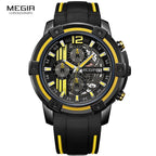 Modern Men's Black Quartz Watches Sports Silicone Strap Luminous Hands Wristwatch Luxury Waterproof Analog Watch Stevvex
