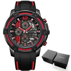 Modern Men's Black Quartz Watches Sports Silicone Strap Luminous Hands Wristwatch Luxury Waterproof Analog Watch Stevvex
