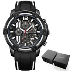 Modern Men's Black Quartz Watches Sports Silicone Strap Luminous Hands Wristwatch Luxury Waterproof Analog Watch Stevvex