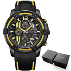 Modern Men's Black Quartz Watches Sports Silicone Strap Luminous Hands Wristwatch Luxury Waterproof Analog Watch Stevvex