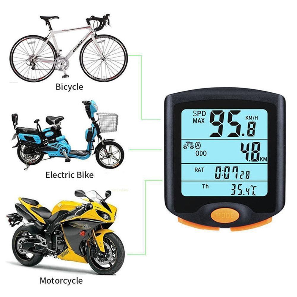Bike Speed Meter Digital Bike Computer Multifunction Waterproof Sports Sensors Bicycle Computer Speedometer Waterproof 4 Line Display Odometer Cycling Multi Function Design Stevvex