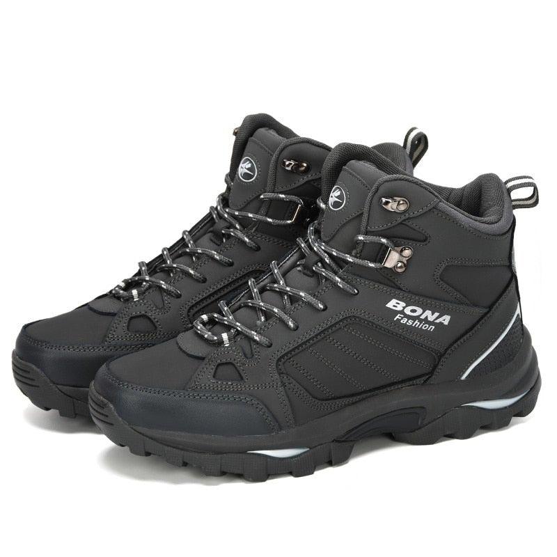 Modern Mens Boots Anti-Skidding Leather Shoes Popular Comfy Spring Autumn Men Shoes Short Plush Snow Boots Outdoor Warm Fur Lined Water Resistant Non Slip Mens Shoes Stevvex
