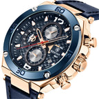 Multifunction Luxury 2021 Men's Watch Quartz Genuine Leather Strap Sport Chronograph Waterproof Men Wrist Watch Stevvex