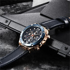 Multifunction Luxury 2021 Men's Watch Quartz Genuine Leather Strap Sport Chronograph Waterproof Men Wrist Watch Stevvex