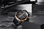 Multifunction Luxury 2021 Men's Watch Quartz Genuine Leather Strap Sport Chronograph Waterproof Men Wrist Watch Stevvex