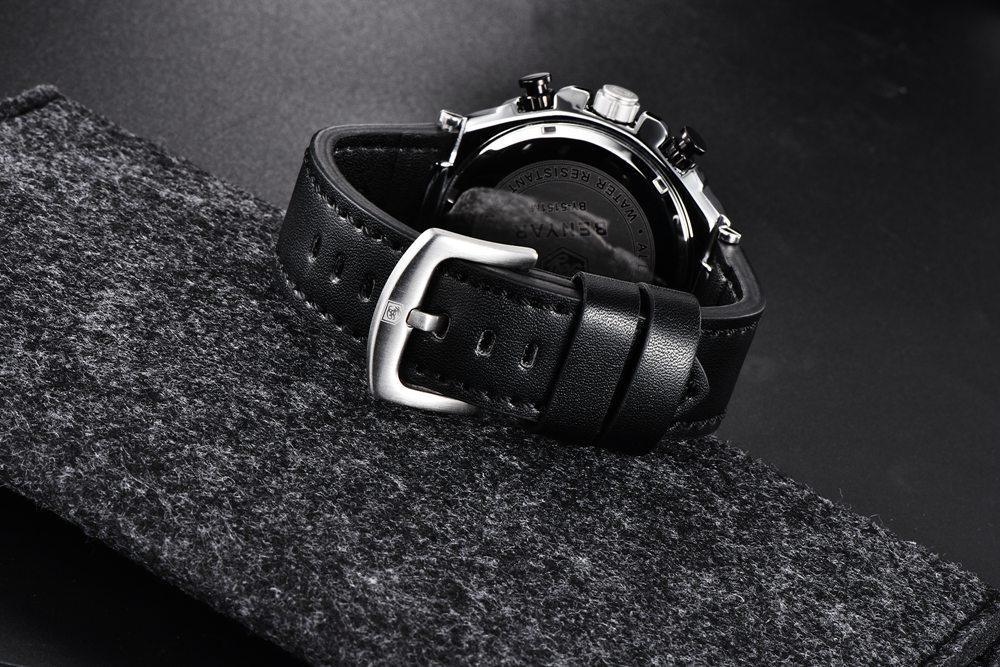 Multifunction Luxury 2021 Men's Watch Quartz Genuine Leather Strap Sport Chronograph Waterproof Men Wrist Watch Stevvex