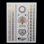 Luxury Flash Metallic Waterproof Temporary Tattoo Gold Silver Flower Tattoo Sticker Long Lasting Gold Design For Womens Stevvex