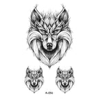 Temporary Animal Head Wolf Design Waterproof Body Sticker Fashion Tattoo For Womens Mens