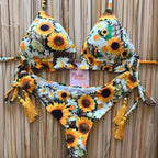 Women Push-up Bikini Swimwear Adjustable Swimsuit Bathing Suit Beachwear Women's Tie Bikini Lace Up Bottom String Swimsuit Bandage Swim Beach Wear Summer Comfortable Bikini Set Stevvex
