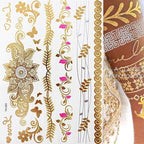 Luxury Metallic Gold Waterproof Temporary Tattoo Feather Elephant Fashion Different Design Tattoos For Womens Stevvex
