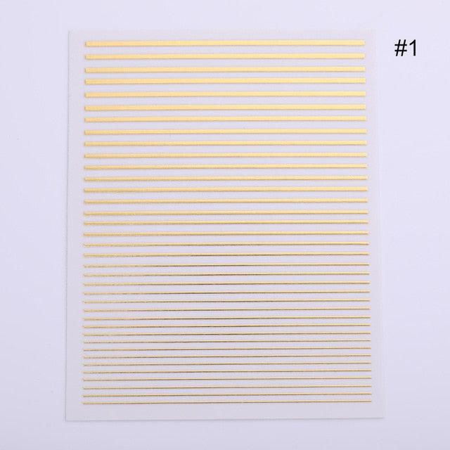 Gold 3D Nail Sticker Curve Stripe Lines Nails Stickers Gradient Adhesive Striping Tape Nail Foil Nail Art Stickers Decals Silver Strip Line Nail Decal Self-Adhesive 3D Wave Decal Decoration Metallic Curve Design Decoration for Women Girls Stevvex