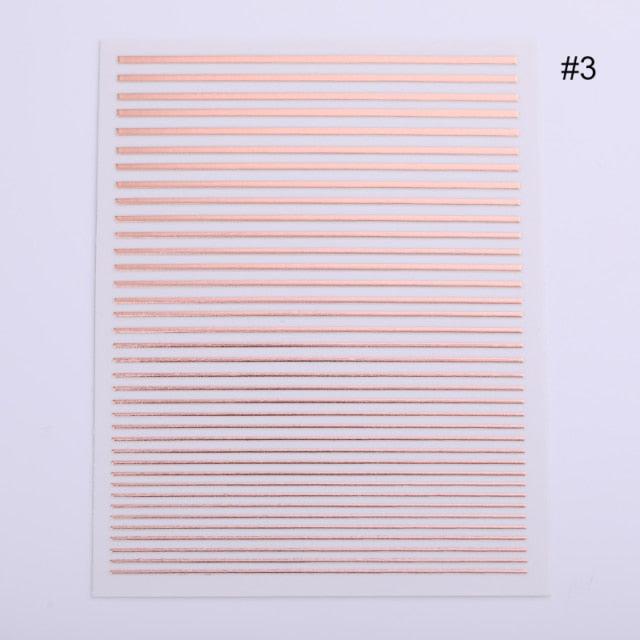 Gold 3D Nail Sticker Curve Stripe Lines Nails Stickers Gradient Adhesive Striping Tape Nail Foil Nail Art Stickers Decals Silver Strip Line Nail Decal Self-Adhesive 3D Wave Decal Decoration Metallic Curve Design Decoration for Women Girls Stevvex