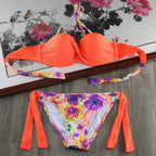 Bikini Solid Strappy Bandage Bikinis Set White Push Up Bikini Swimwear Swimsuit Bathing Suit Women's Ribbed Tie Bikini Adjustable Lace Up Bottom String Women Swimsuit Stevvex