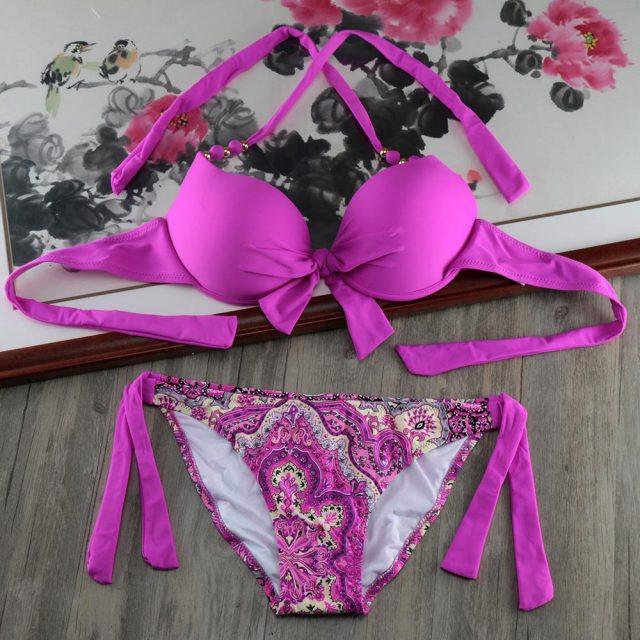 Bikini Solid Strappy Bandage Bikinis Set White Push Up Bikini Swimwear Swimsuit Bathing Suit Women's Ribbed Tie Bikini Adjustable Lace Up Bottom String Women Swimsuit Stevvex