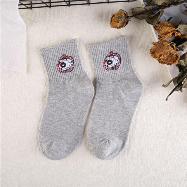Kawaii Women Animals Cartoon Tube Socks Cute Egg Rabbit Panther Cotton Long Socks Female and Ladies Pink Milk White Short Ankle Socks For Women Stevvex
