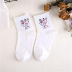 Kawaii Women Animals Cartoon Tube Socks Cute Egg Rabbit Panther Cotton Long Socks Female and Ladies Pink Milk White Short Ankle Socks For Women Stevvex